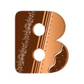 Letter B cookie vector, Alphabet with ornaments. Cute letters decorative with chocolate. Illustration letter of alphabet