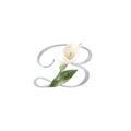 Watercolor letter B decorated with handpainted white calla lilly flower Royalty Free Stock Photo