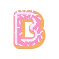 Letter B donut font. Doughnut alphabet. Sweet lettering. candy A