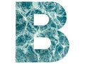 Letter B of the English alphabet created from the texture of water.  Natural useful beautiful alphabet for your projects Royalty Free Stock Photo