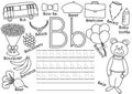 Letter B. English alphabet. Writing practice for children. Royalty Free Stock Photo