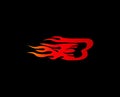 Letter B on Fire .Letter B with Fire vector Automotive logo design concept illustration