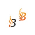 Letter B and fire waves, logo icon concept design Royalty Free Stock Photo
