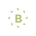 Letter B with green leaf round logo design vector graphic symbol icon sign illustration creative idea Royalty Free Stock Photo