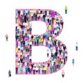 Letter B, different people, vector illustration