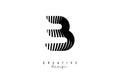 Letter B logo with black twisted lines. Creative vector illustration with zebra, finger print pattern lines