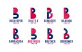 Letter b logo elements set, vector trendy retro initial. Royalty Free Stock Photo