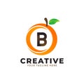 Letter B logo in fresh Orange Fruit with Modern Style. Brand Identity Logos Designs Vector Illustration Template Royalty Free Stock Photo