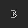 Letter B logo initial monogram idea, black and white angular overlapping line, simple emblem mockup design element for business