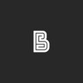 Letter B logo maze monogram, wedding invitation initials bold line emblem mockup, simple maze geometric shape design element