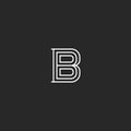 Letter B logo medieval monogram. Initial for business card simple emblem. Creative linear mark minimal style art design