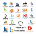 Letter B logo set. Set of colorful B letter symbols Royalty Free Stock Photo