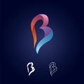 Letter B logo sign. Paper material design, flat and line style - Vector