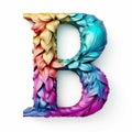 letter B made of colorful contrast 3d paint on white background generative AI
