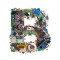 Letter B made of electronic components Royalty Free Stock Photo