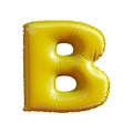 Letter B made of gold balloon. 3d rendering isolated on white background