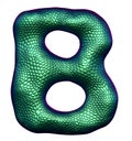Letter B made of natural green snake skin texture isolated on white. Royalty Free Stock Photo