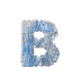 Letter B made from plastic bottles. Plastic recycling font. 3D Rendering Royalty Free Stock Photo