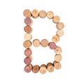 The letter `B` is made of wine corks. Isolated on white background Royalty Free Stock Photo