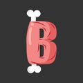 Letter B meat font. Pork and bone alphabet sign. Ham lettering.