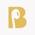 Letter B Music Logo Concept With Earphone Icon Vector Template