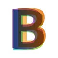 Letter B in overlay color transparency style isolated on white background. Alphabet folded from different retro colors