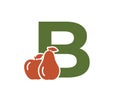 letter b with pear and apple. creative fruit alphabet logo. gardening and harvest design