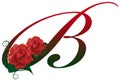 Letter B red floral illustration