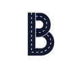 Letter B . Road font. Typography vector design with street lines.