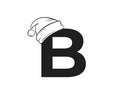 Letter b with santa claus hat. element for Christmas and New Year design. isolated vector image Royalty Free Stock Photo