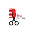 Letter b scissor comb barbershop logo