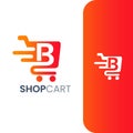 Letter B Shopping Cart Logo, Fast Trolley Shop Icon Royalty Free Stock Photo