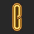 Letter B simple 3d metal logo rounded smooth shape identity initial from gold gradient, minimal industrial style logotype