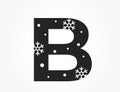 Letter b with snowflake and snow. element for Christmas, new year and winter design Royalty Free Stock Photo