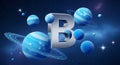 Letter B surrounded by planets in space Royalty Free Stock Photo