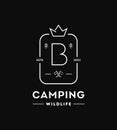 Letter B uppercase camping vector logo