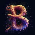 Letter B using typography style of realistic octopus