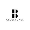 Letter B vector logo illustration crossroads design template