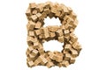 Letter B from wooden boxes. 3D rendering Royalty Free Stock Photo