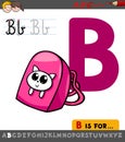 Letter B worksheet with cartoon backpack Royalty Free Stock Photo
