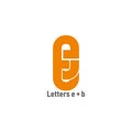 Letter be linked chain geometric simple logo vector