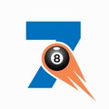 Letter 7 Billiard Sports Team Club Logo. 8 Ball Pool Logo Design Template