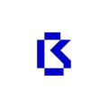 letter bk pixels line simple geometric logo vector