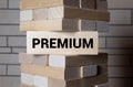 Letter block in word premium on wood background Royalty Free Stock Photo