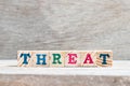 Letter block in word threat on wood background Royalty Free Stock Photo