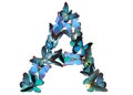 Letter of blue butterfly Royalty Free Stock Photo