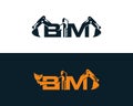 Letter BM Building With Excavator and skid steer Logo Design Concept.