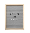 Letter board with phrase My life my rules on white background, top view Royalty Free Stock Photo