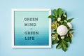 Letter board with text green mind, green life. Save the planet idea. Earth Day Royalty Free Stock Photo