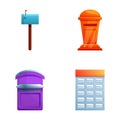 Letter box icons set cartoon vector. Letterbox, postbox, mailbox